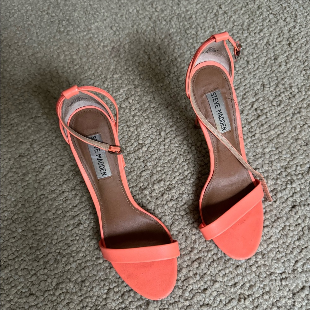 Neon orange high heeled sandals by Steve Madden size 7.5M